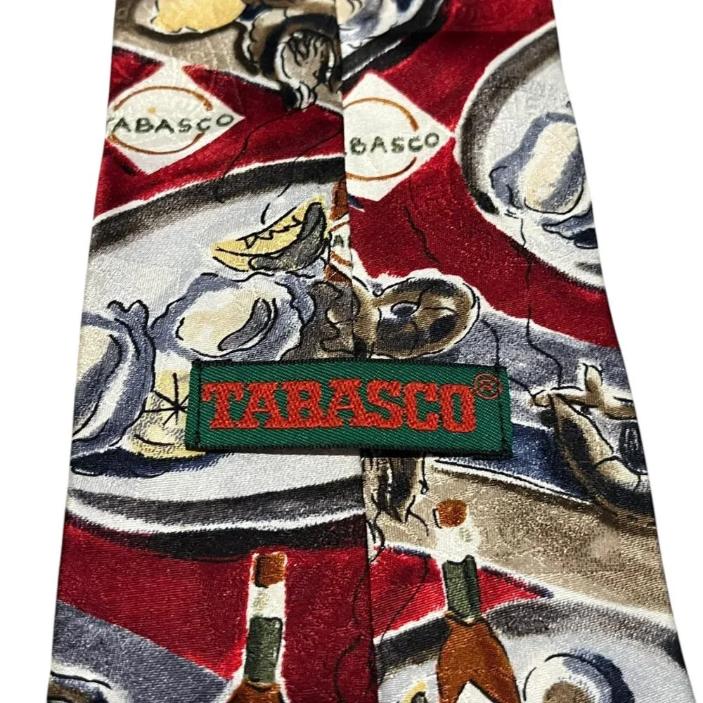 VTG Tabasco Hot Sauce Neck Tie Bottle Sea‎ Food USA Silk Novelty 57” X 4